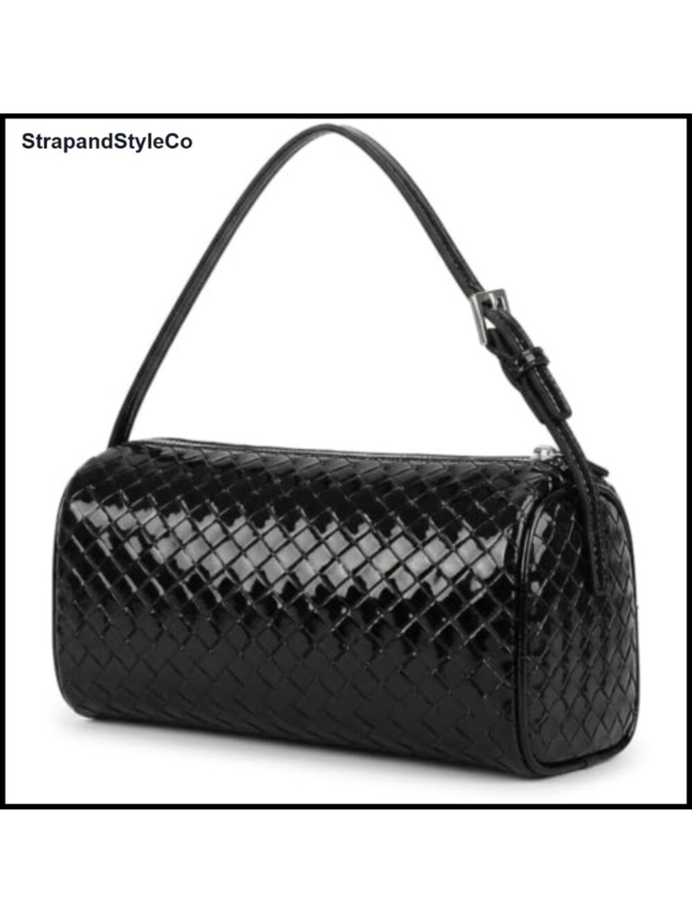 Vegan Leather Mini Barrel Crossbody Purse Adjustable Strap